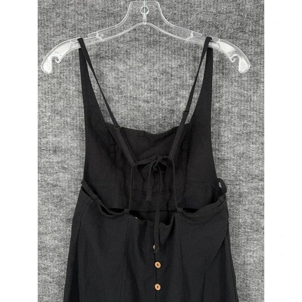 Free People Dress Womens Small Black Mini Square Neck Strappy Cotton Sundress